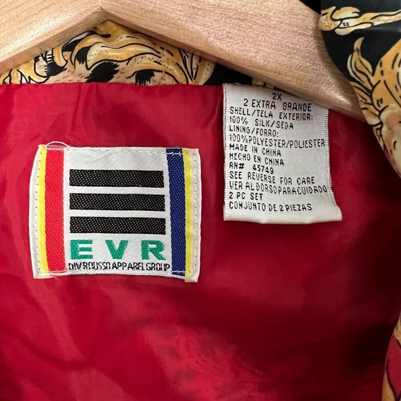 Vintage EVR Vintage Silk Bomber‎ Jacket Size 2X Leopard Baroque Print Red Gold - Picture 3 of 9